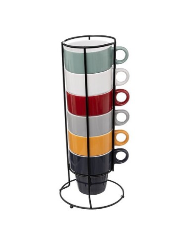 Supporto con 6 mug Colorama 26 cl | shopincasa.it