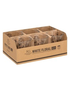 Bicchiere basso Bianco Floreale 33 cl vetro trasparente – shopincasa.it 2