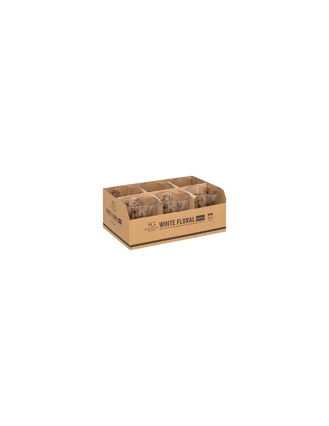 Bicchiere basso Bianco Floreale 33 cl vetro trasparente – shopincasa.it