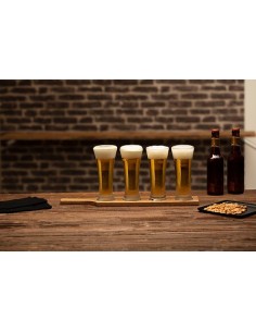 BICCHIERI LIQUORI E BIRRA: vendita online SET 4 BICCHIERI BIRRA 188928 27CL CON VASSOIO LEGNO in offerta 2
