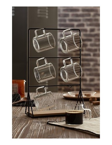 Supporto con 6 tazzine Mia 10 cl vetro trasparente – shopincasa.it