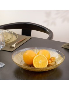Piatto da portata Celeste vetro dorato 30 cm – shopincasa.it