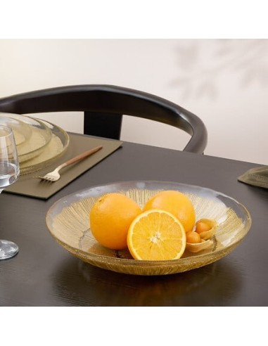 Piatto da portata Celeste vetro dorato 30 cm – shopincasa.it