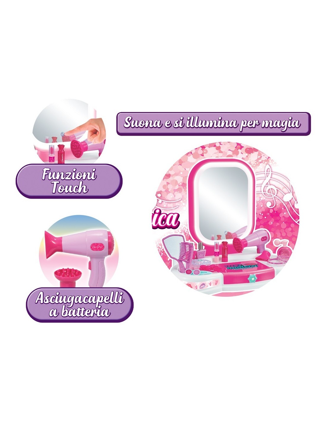 Miss Signorina specchiera 72cm LED luci suoni | shopincasa.it