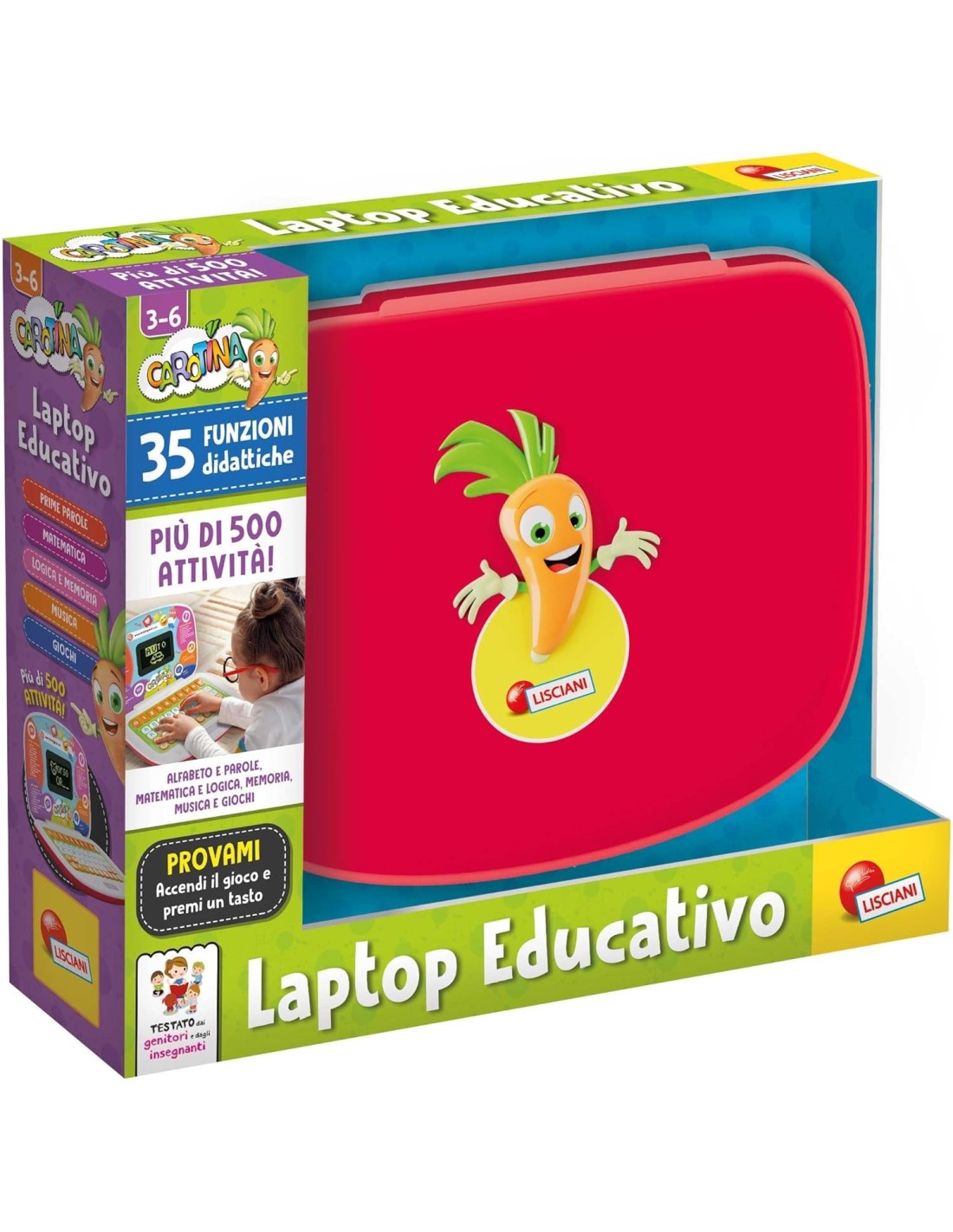 Carotina Laptop Educativo 500 Attività 35 Funzioni 3-6 Anni | Shop in Casa