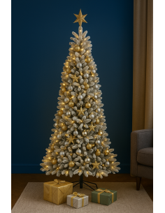 ALBERI DI NATALE: vendita online Albero Montecarlo floccato, 240 cm, 350 LED bianco caldo, giochi di luce, diametro 119 cm, 1...
