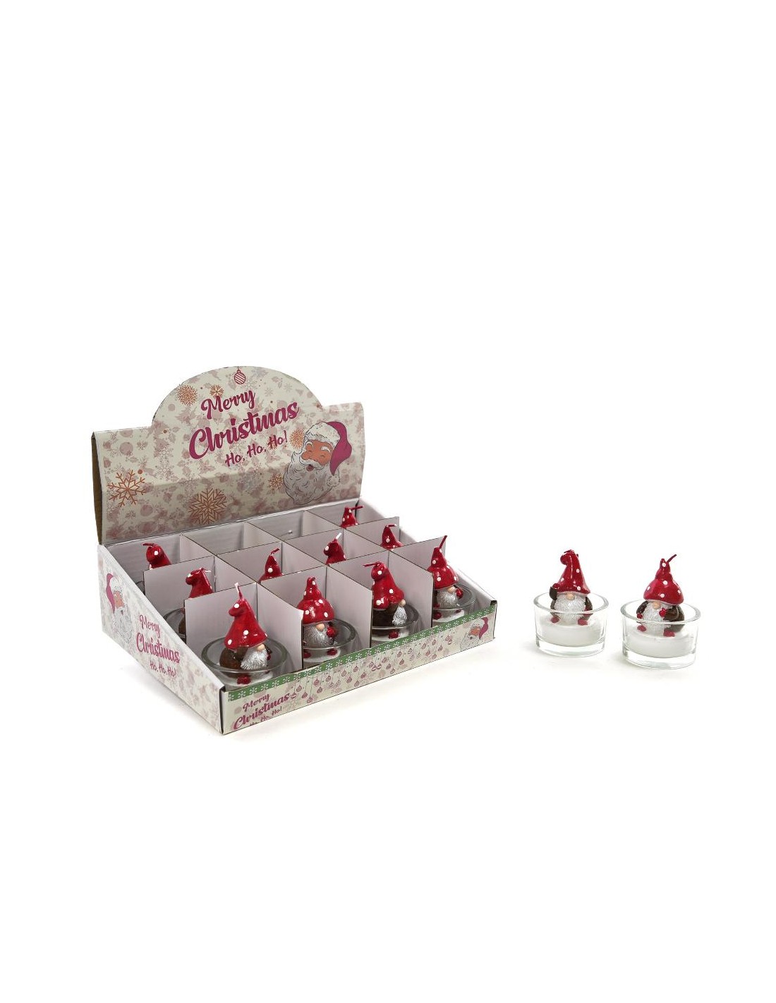 CANDELA BABBO FUNGO 5X6,5CM VETRO