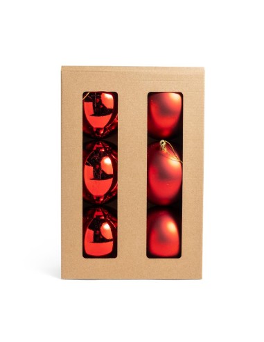 CONF 6 SFERE ROSSE 10CM PLASTICA