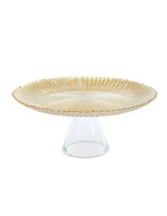VETRERIE: vendita online Alzata di Natale in vetro oro 28x12 cm, La magia di natale per tavole festive e centrotavola in offerta