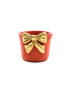 VASO FIOCCO CEMENTO 15X15X12,5CM ROSSO