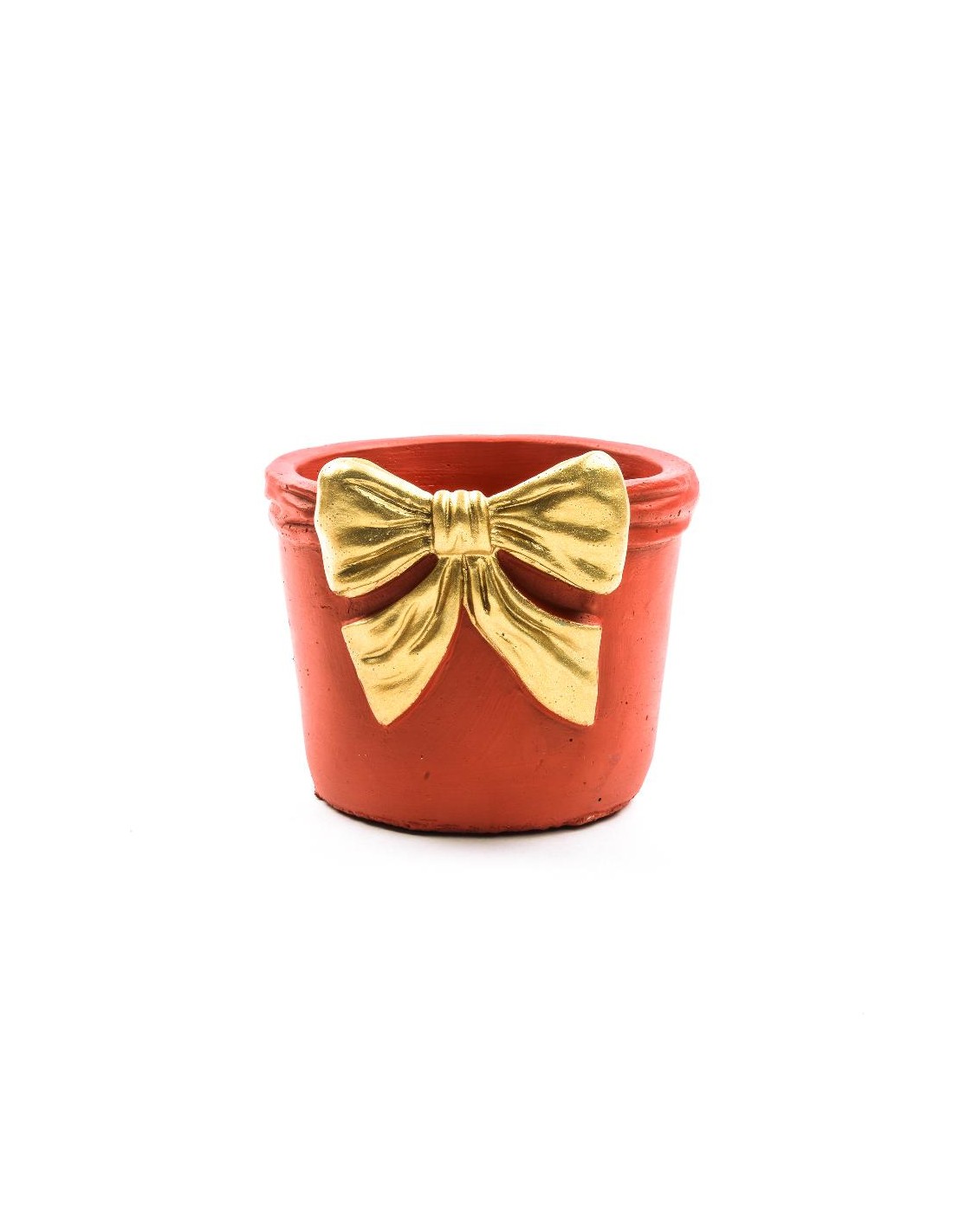VASO FIOCCO CEMENTO 15X15X12,5CM ROSSO