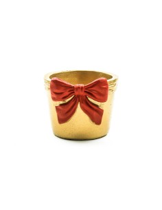 VASO FIOCCO CEMENTO 13X13X10,5CM DORATO