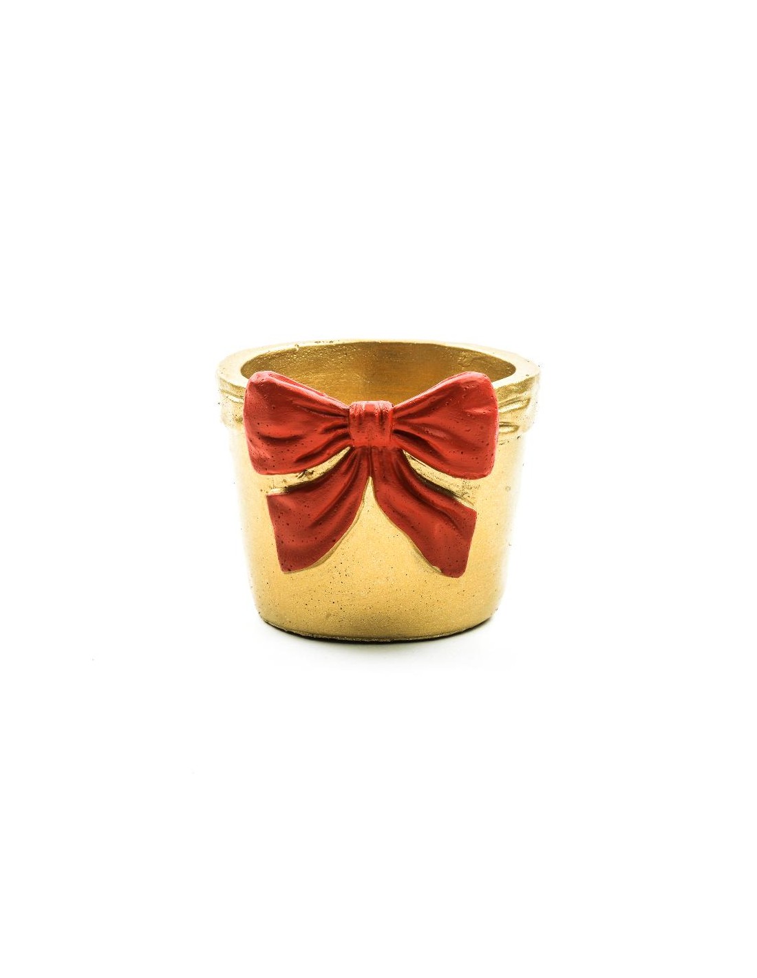 VASO FIOCCO CEMENTO 13X13X10,5CM DORATO