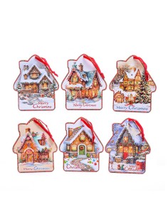 OGGETTISTICA NATALE: vendita online Decorazione casetta di Natale in ceramica 22x18 cm assortita, La magia del natale in offerta