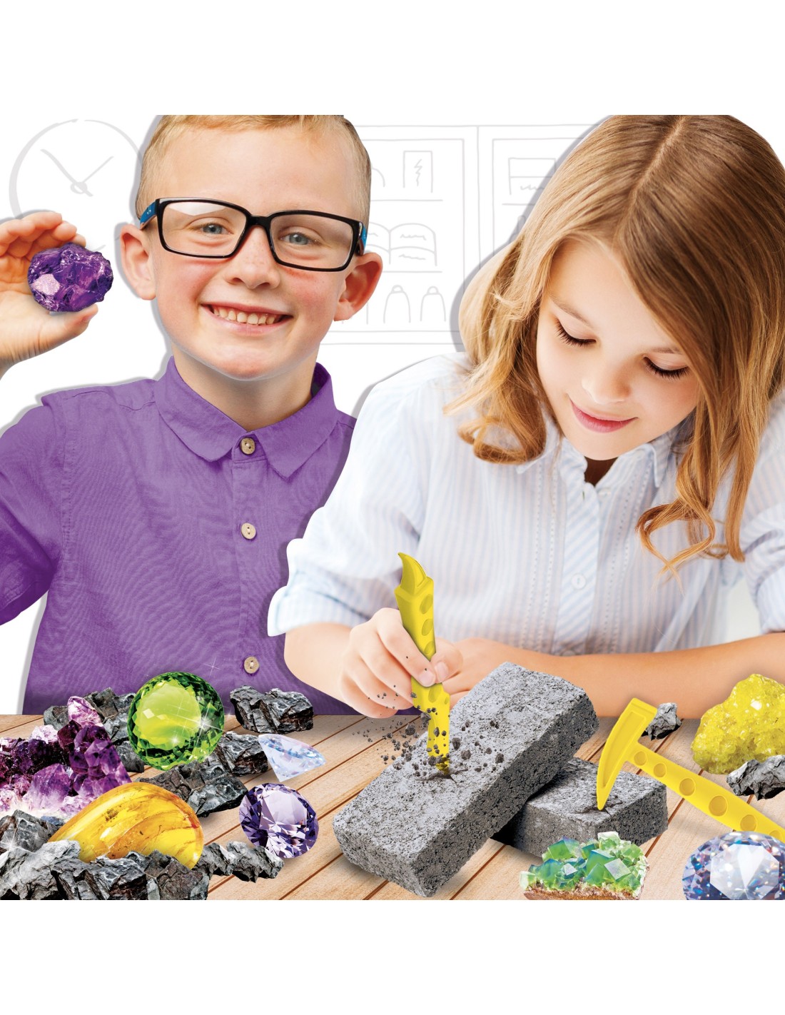 Kit scientifico scoperta minerali con gesso e poster – shopincasa.it