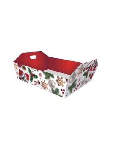 CESTA MEDIA BIANCO NATALE CON MANIGLIE