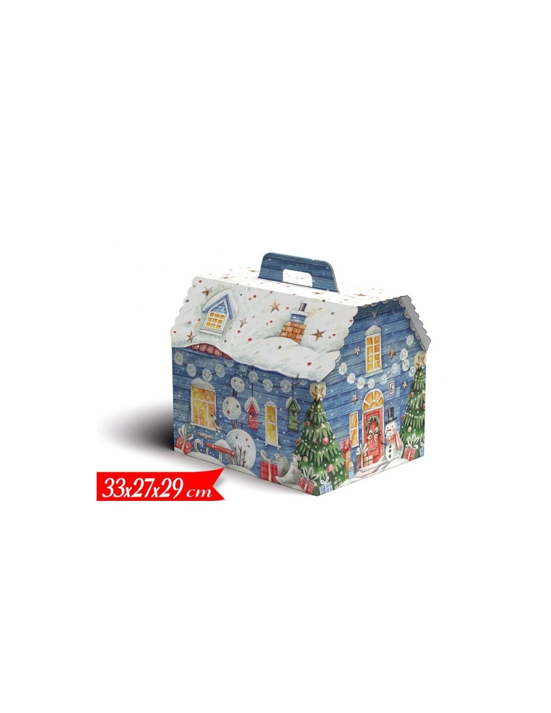 SCATOLA CASETTA PORTAPANETTONE GIOCHI NELLA NEVE