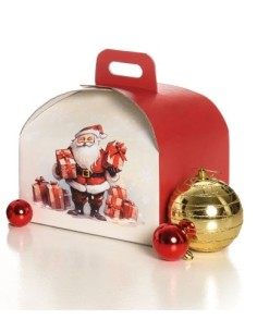 SCATOLA PORTAPANETTONE BASSO BABBO NATALE