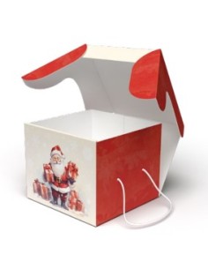 SCATOLA PORTAPANETTONE 21X21X18CM BABBO NATALE