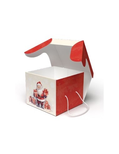 SCATOLA PORTAPANETTONE 21X21X18CM BABBO NATALE