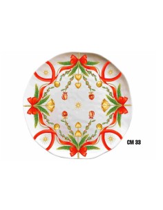 PIATTO PIZZA 1645-3248 33CM NATALE FIOCCHI