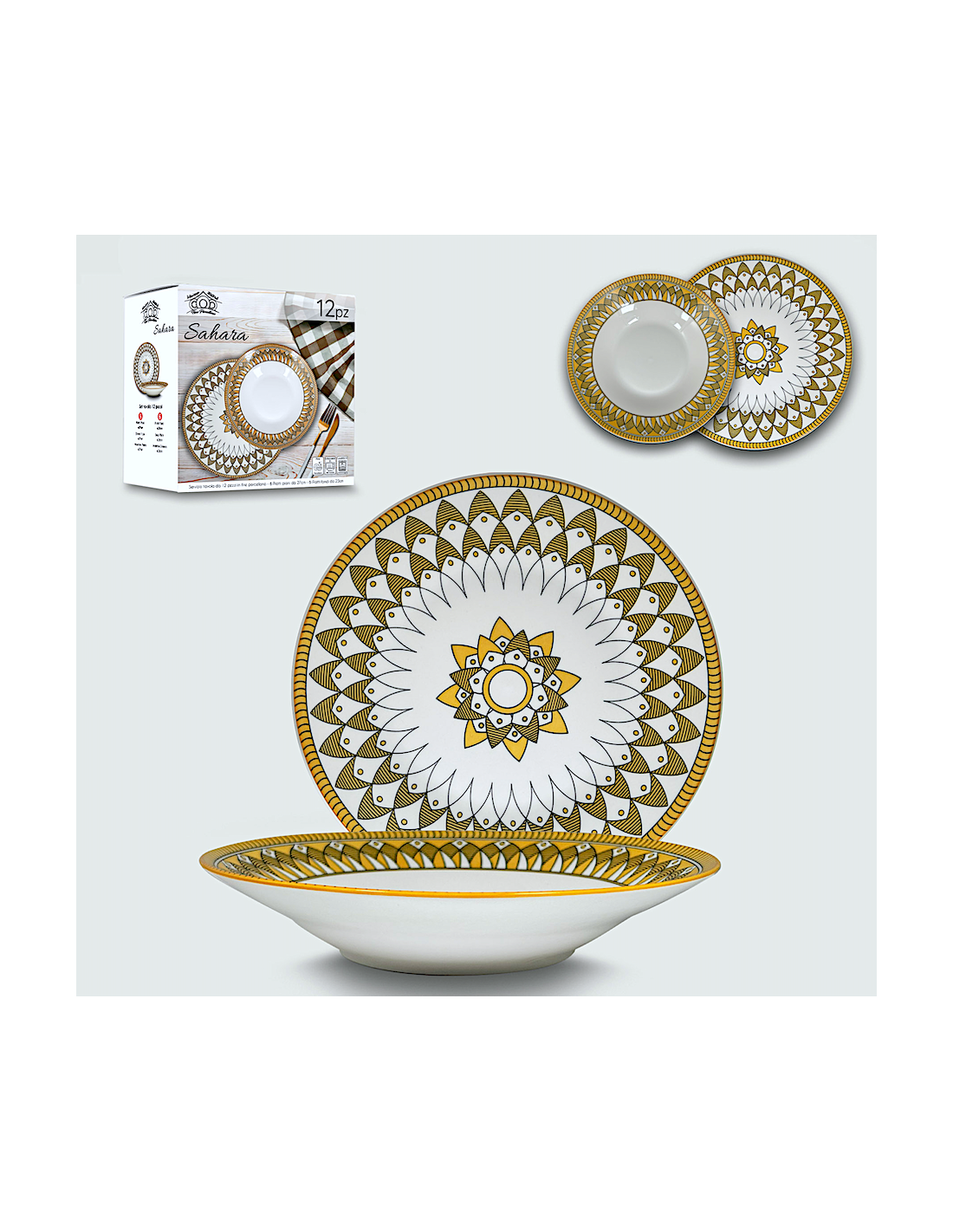 SERVIZIO 12 PIATTI TAVOLA SAHARA YELLOW