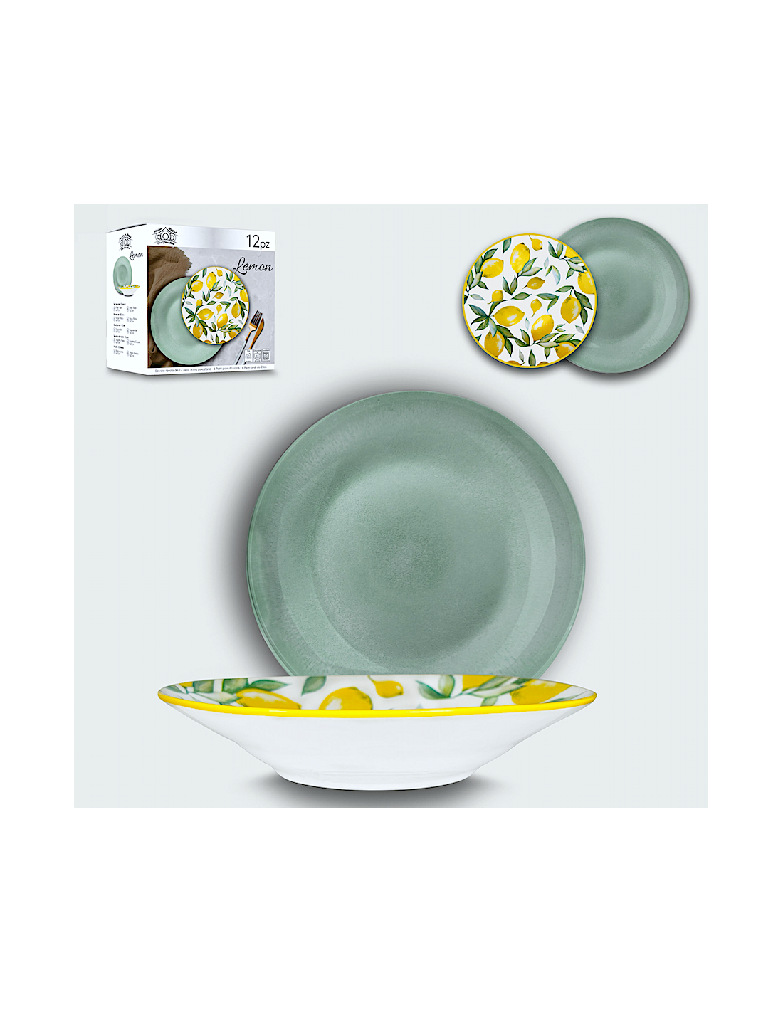 SERVIZIO 12 PIATTI TAVOLA LEMON
