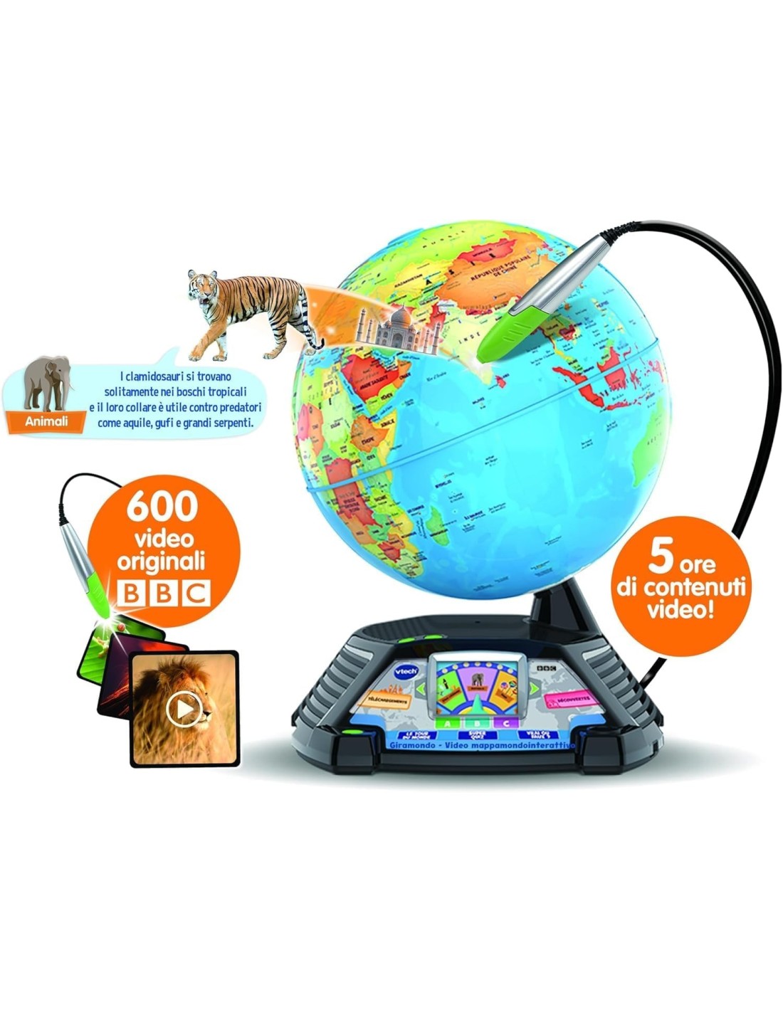 VTech Giramondo - Mappamondo Interattivo con Penna Touch e Video Educativi | shopincasa.it