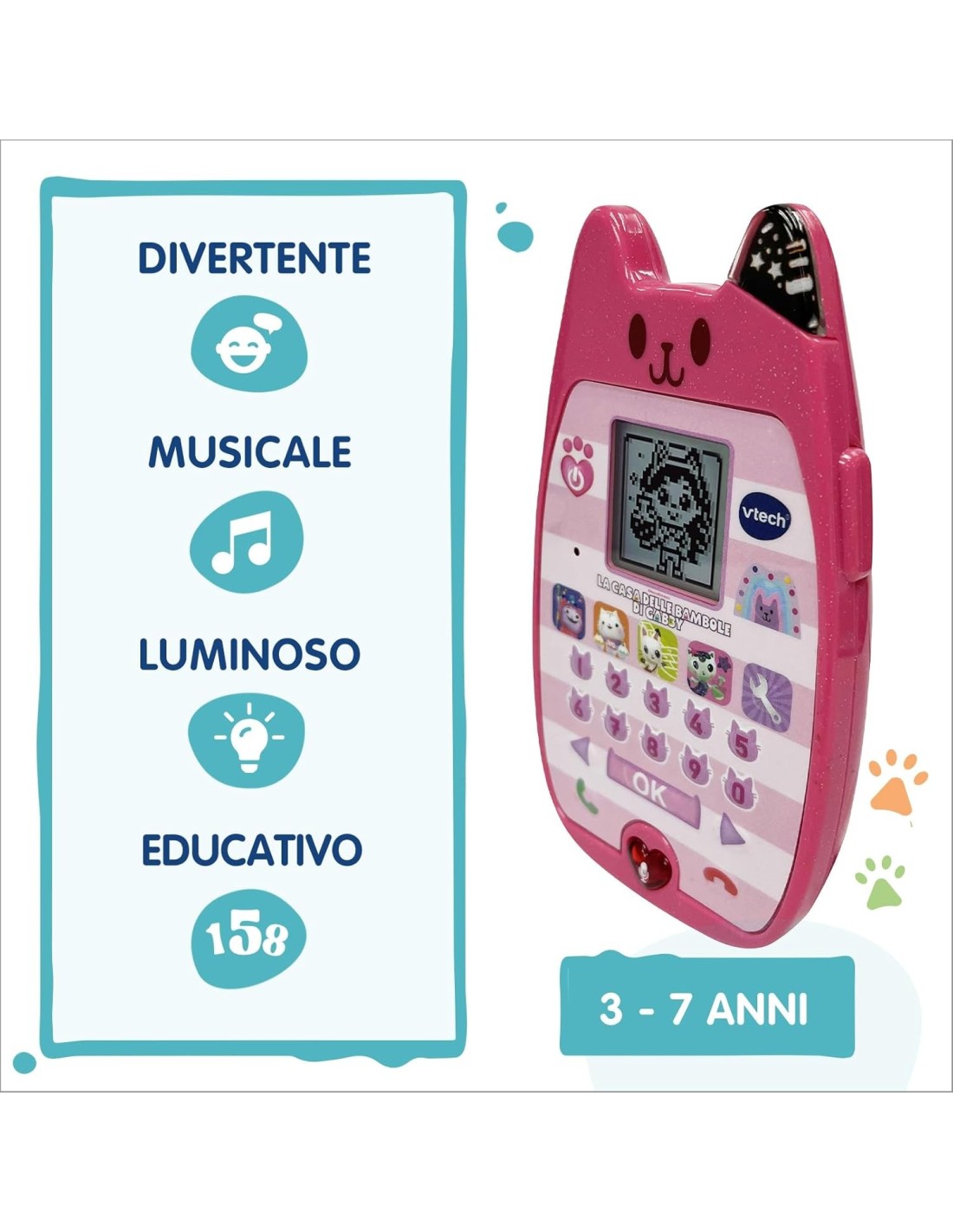 VTech Il Miaoraviglioso Telefono di Gabby - Smartphone Bambini 3-7 Anni | shopincasa.it