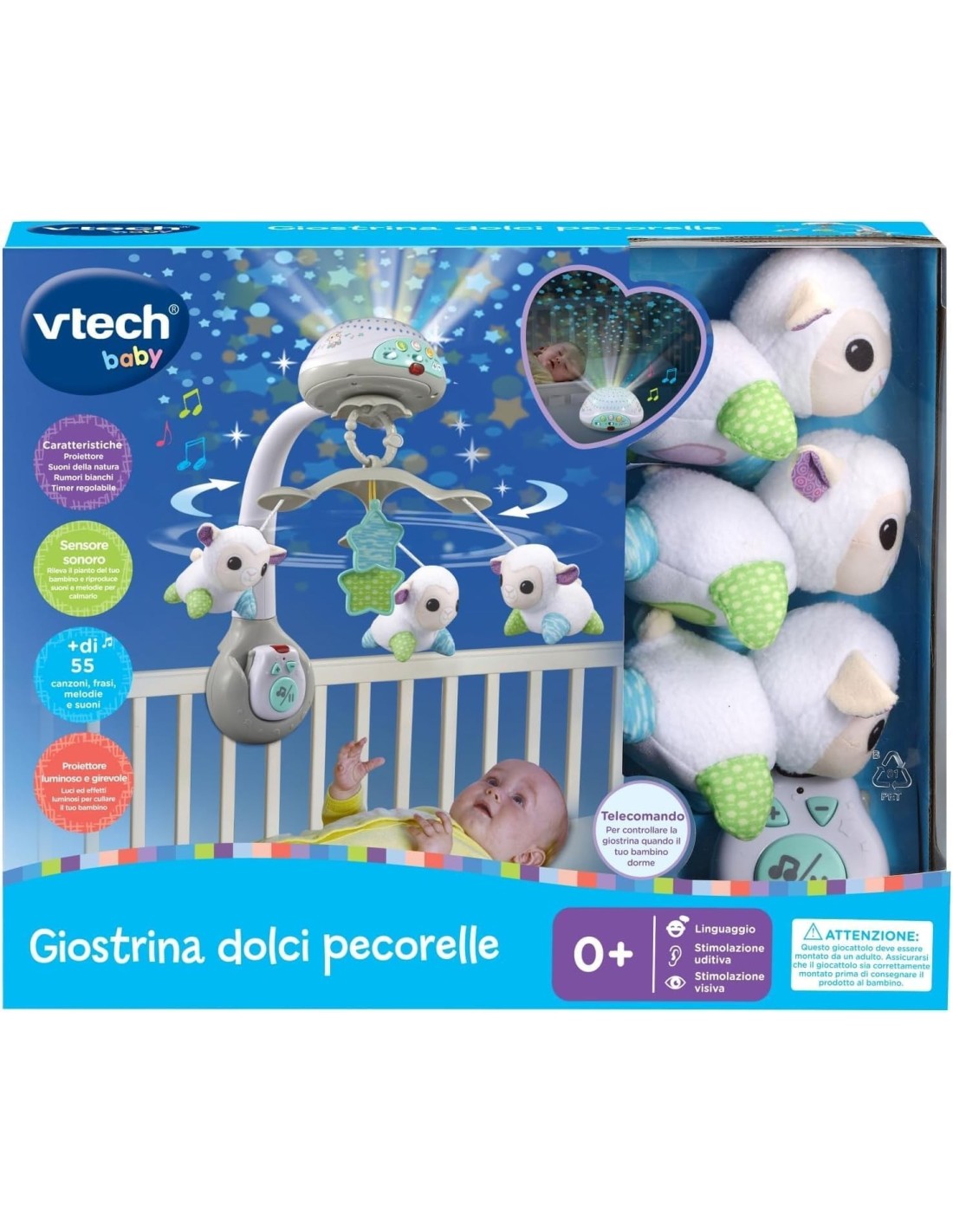 VTech Giostrina Dolci Pecorelle - Luce Notturna Musicale Bambini 0-36 Mesi | shopincasa.it