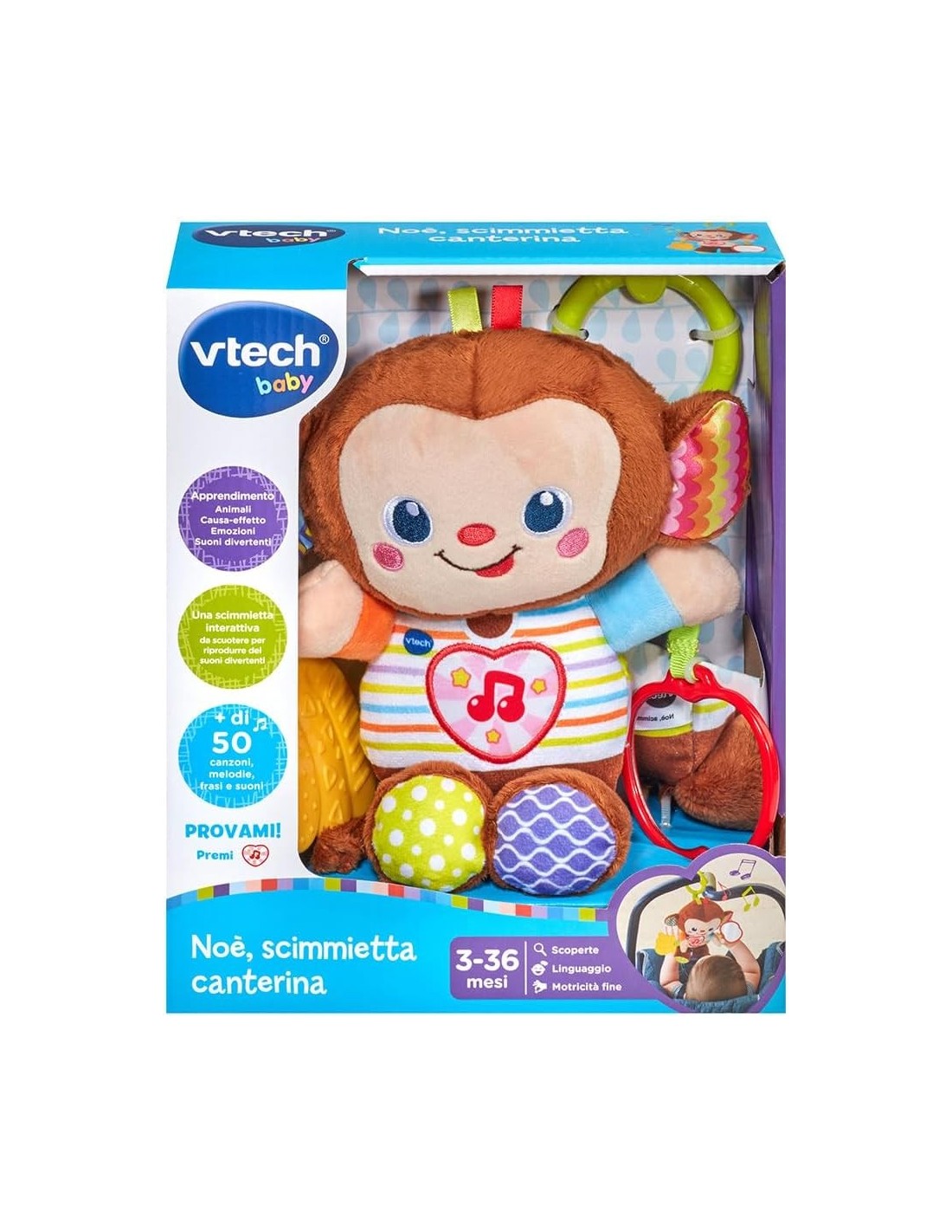 VTech Noè Scimmietta Canterina - Sonaglio Interattivo Neonati 3-36 Mesi | shopincasa.it