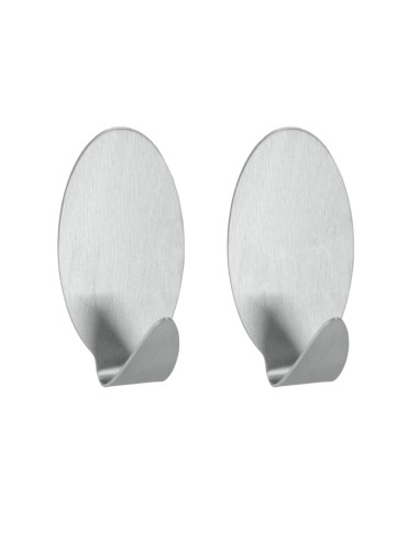 Metaltex Set 2 Ganci Adesivi Ovali Jumbo Inox | shopincasa.it