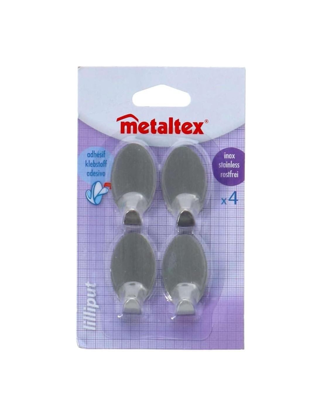 Metaltex Set 4 Ganci Adesivi Lilliput Multicolore | shopincasa.it
