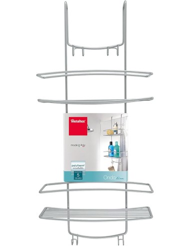 Metaltex Mensola Doccia 2 Piani Serie Onda Filocromato Grigio | shopincasa.it