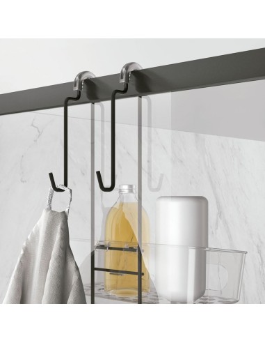 Metaltex Origin Lava Mensola Divisorio Doppio Cestino Touchtherm Nero | shopincasa.it