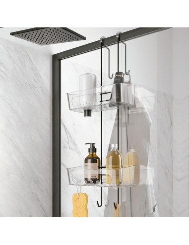 Metaltex Origin Lava Mensola Divisorio Doppio Cestino Touchtherm Nero | shopincasa.it