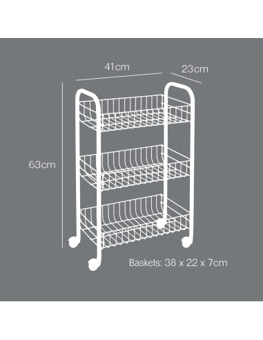 Metaltex Lugano Copper Scaffaletto 3 Piani con Ruote | shopincasa.it