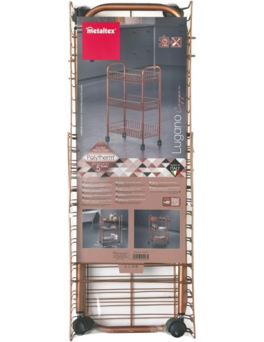 Metaltex Lugano Copper Scaffaletto 3 Piani con Ruote | shopincasa.it