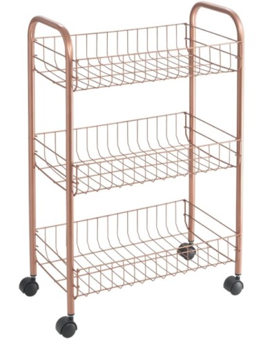 Metaltex Lugano Copper Scaffaletto 3 Piani con Ruote | shopincasa.it