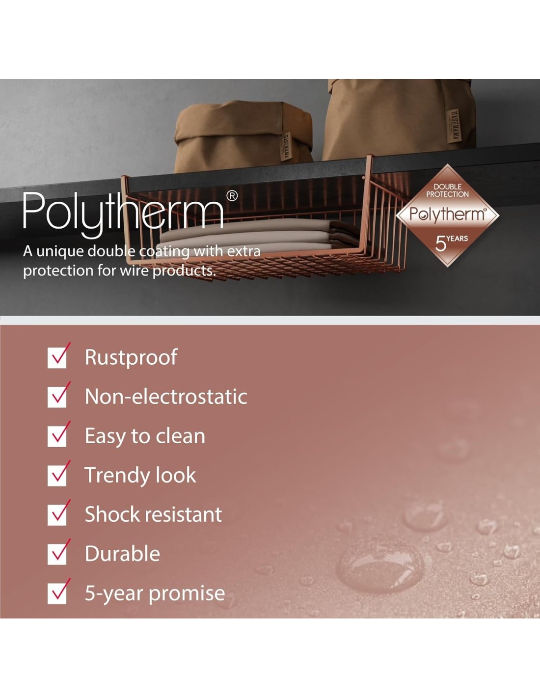 Metaltex Kanguro40 Copper Cestello Sottoripiano 40 cm | shopincasa.it