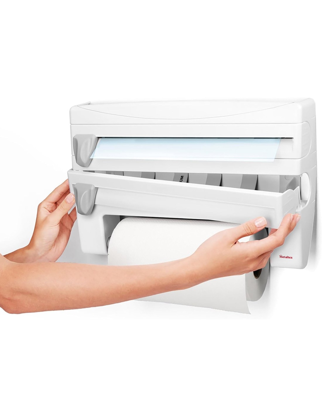 Metaltex Roll-n-Roll 4-in-1 Dispenser Portarotolo Bianco | shopincasa.it