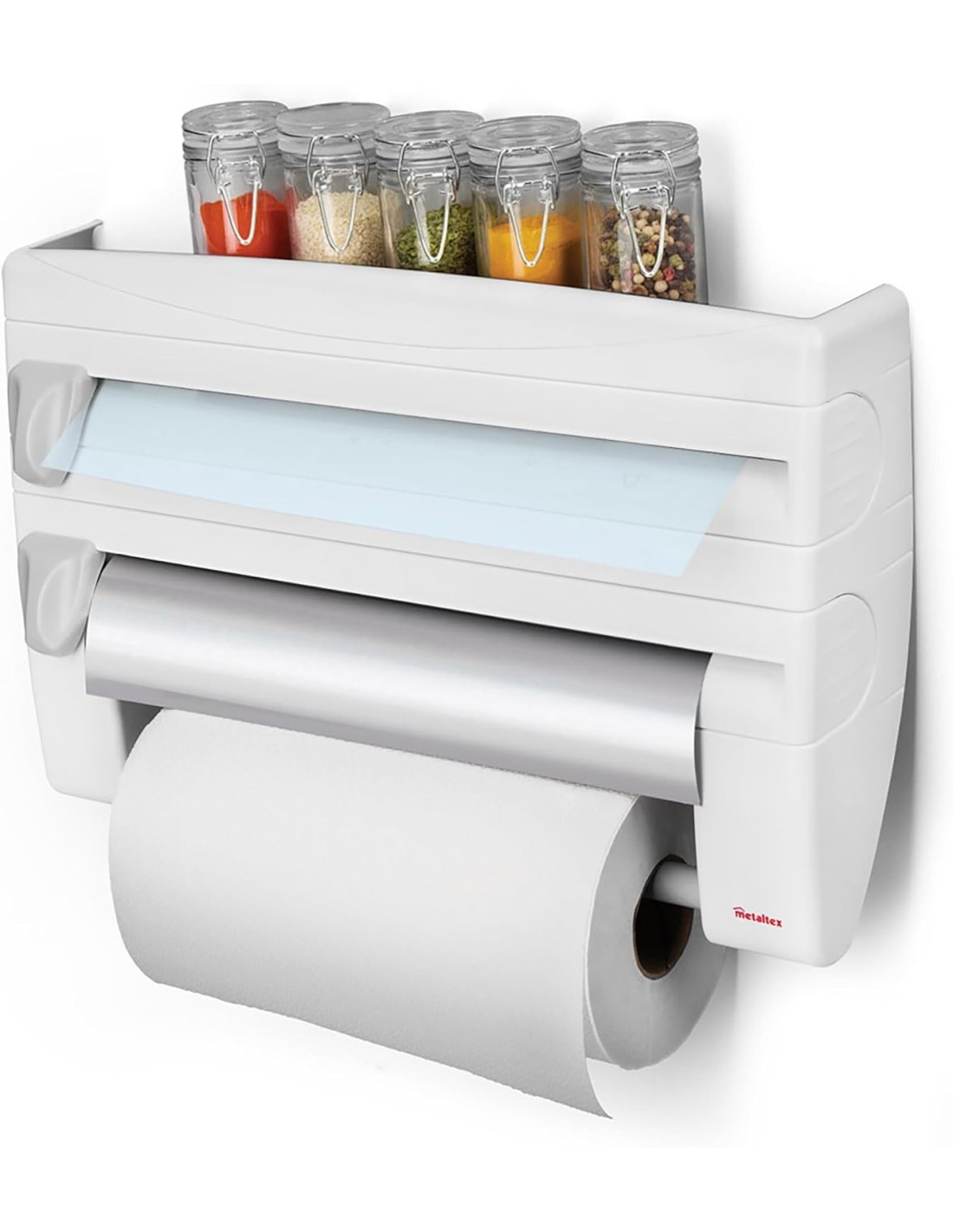 Metaltex Roll-n-Roll 4-in-1 Dispenser Portarotolo Bianco | shopincasa.it