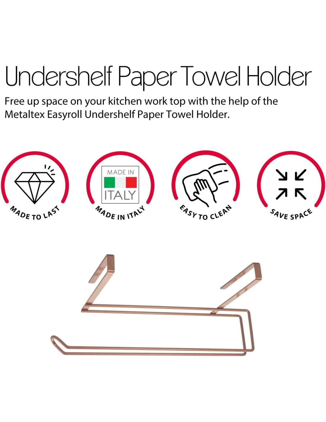 Metaltex Easy-Roll Copper Porta Rotolo Carta da Cucina | shopincasa.it
