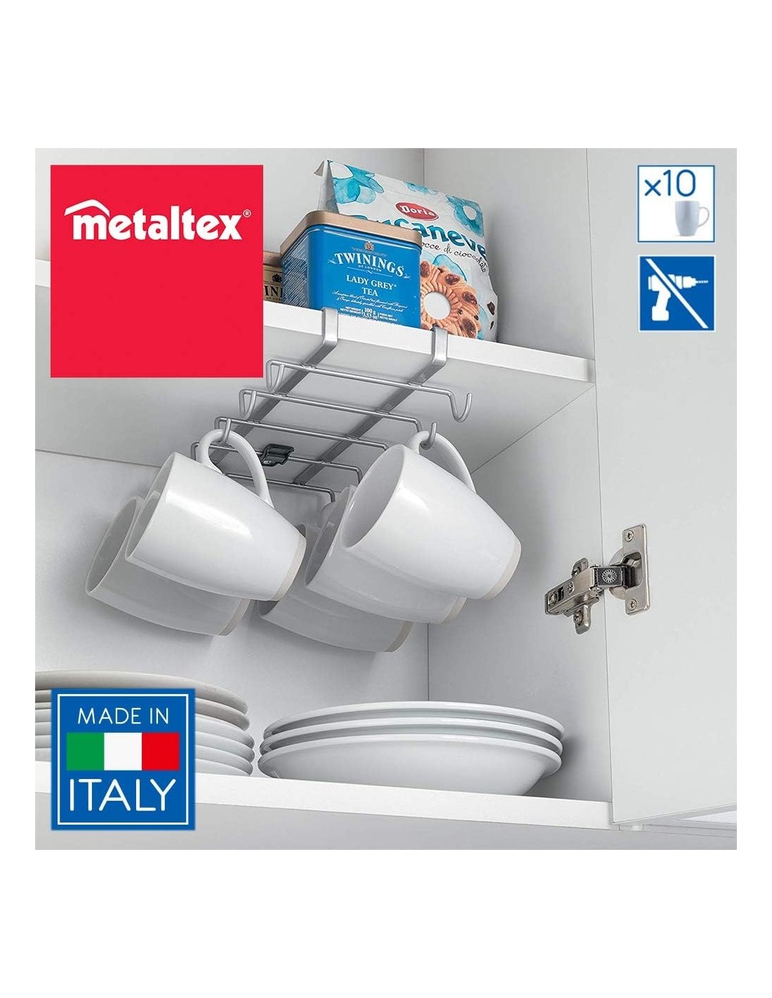 Metaltex SpiderMug Mensola Portabicchieri Sottoripiano Argento | shopincasa.it