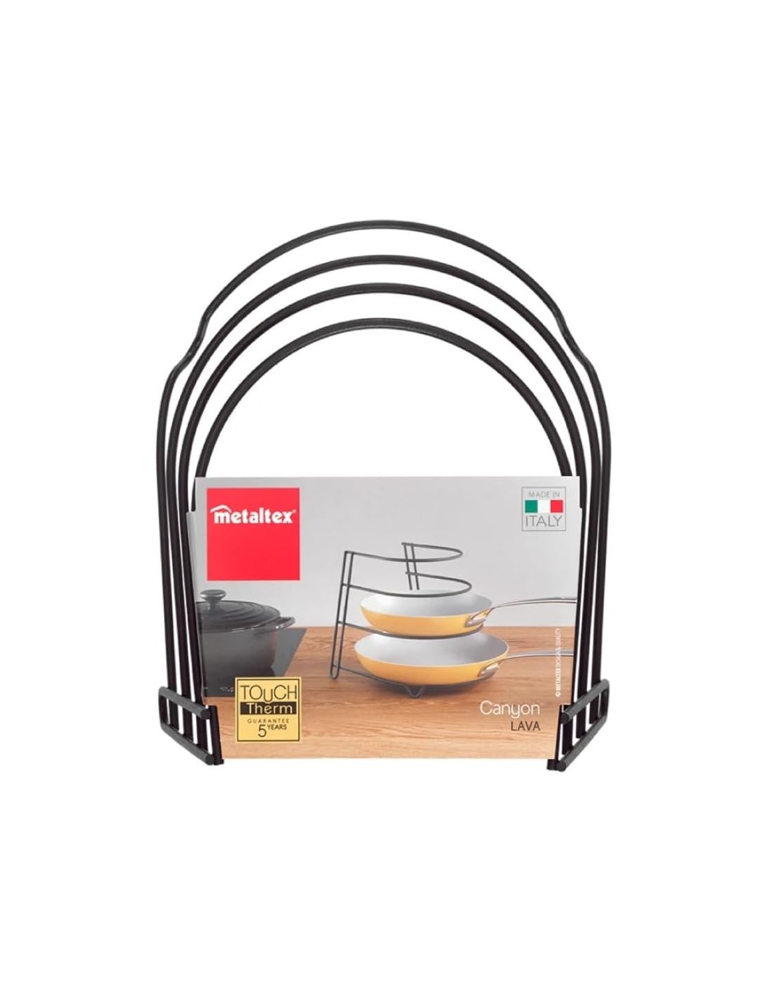 Metaltex Porta Padelle 4 Posti Nero 25x27x23 cm | shopincasa.it