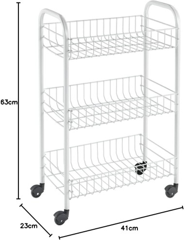 Metaltex Siena Scaffaletto 3 Piani con Ruote | Versatile e Salvaspazio