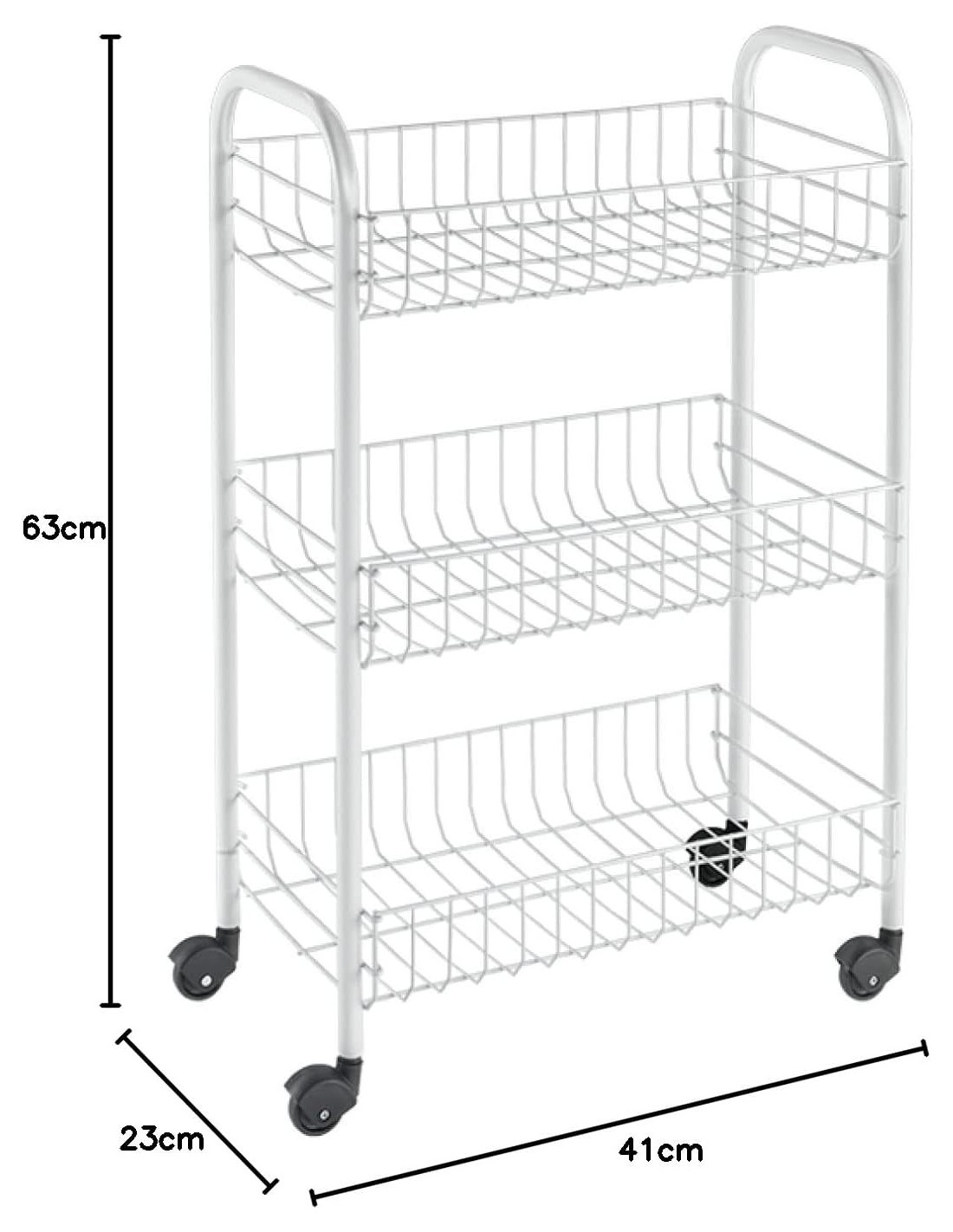 Metaltex Siena Scaffaletto 3 Piani con Ruote | Versatile e Salvaspazio