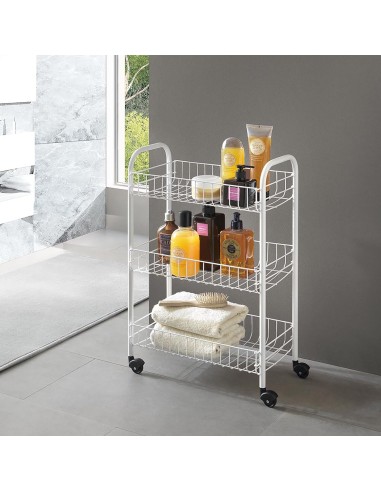 Metaltex Siena Scaffaletto 3 Piani con Ruote | Versatile e Salvaspazio