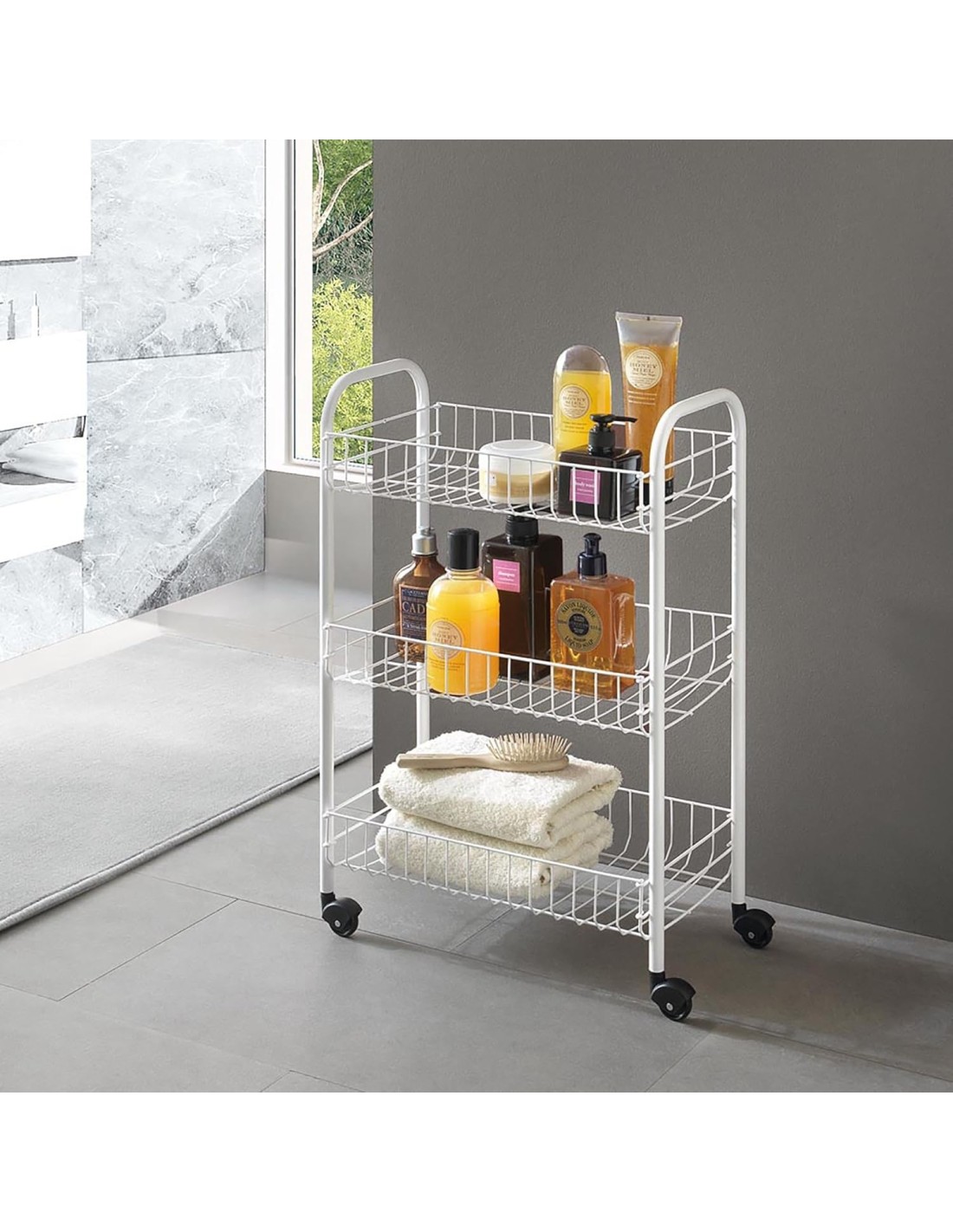 Metaltex Siena Scaffaletto 3 Piani con Ruote | Versatile e Salvaspazio