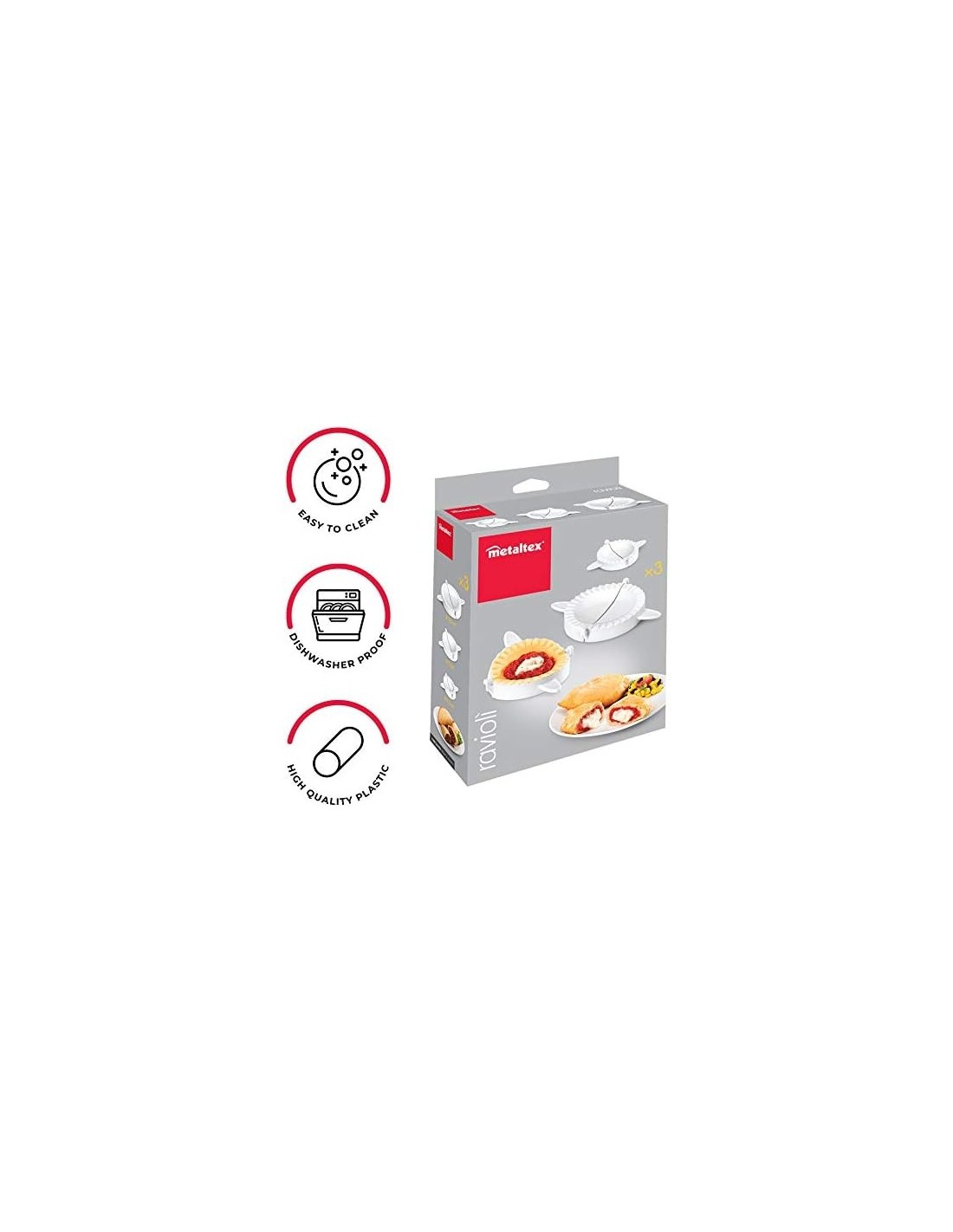 Shopincasa.it | Metaltex Set 3 Forme per Ravioli in Plastica, Diametri 9-12-15 cm